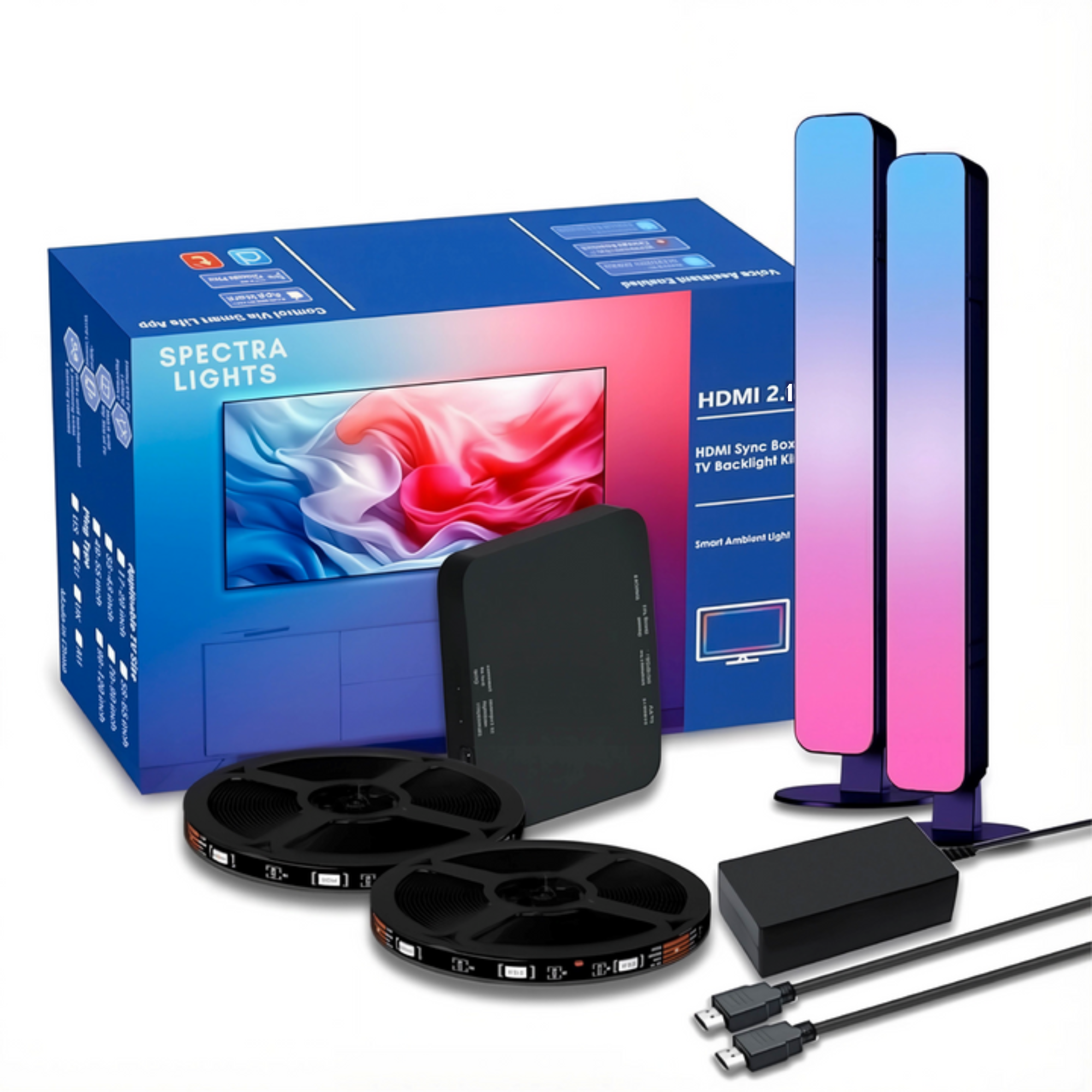 Spectra Lights HDMI Sync Box 2.1 TV Backlight Kit with LED Bars