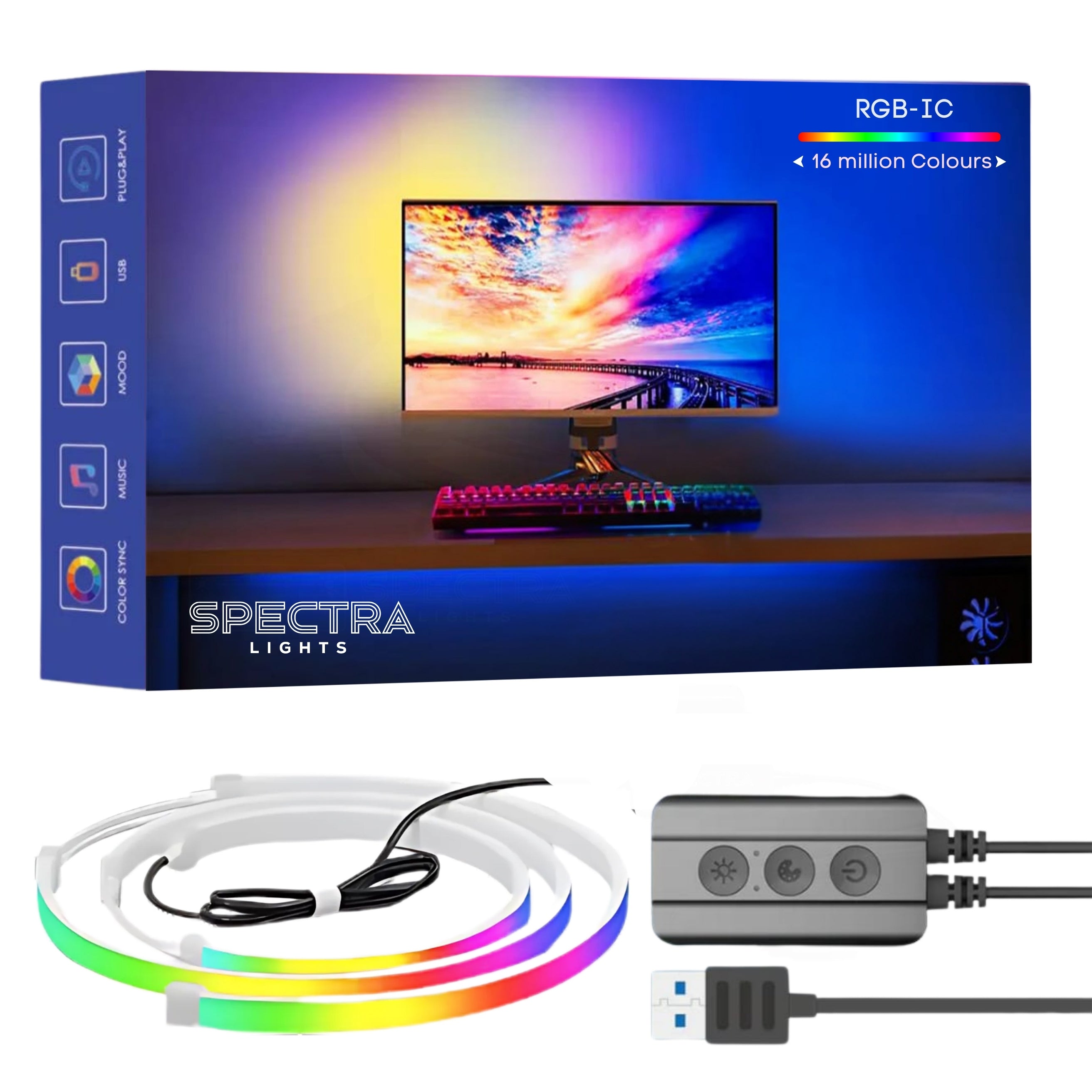 Monitor Backlight Sync Kit  Spectra Lights. Sizes 24-32 Inch