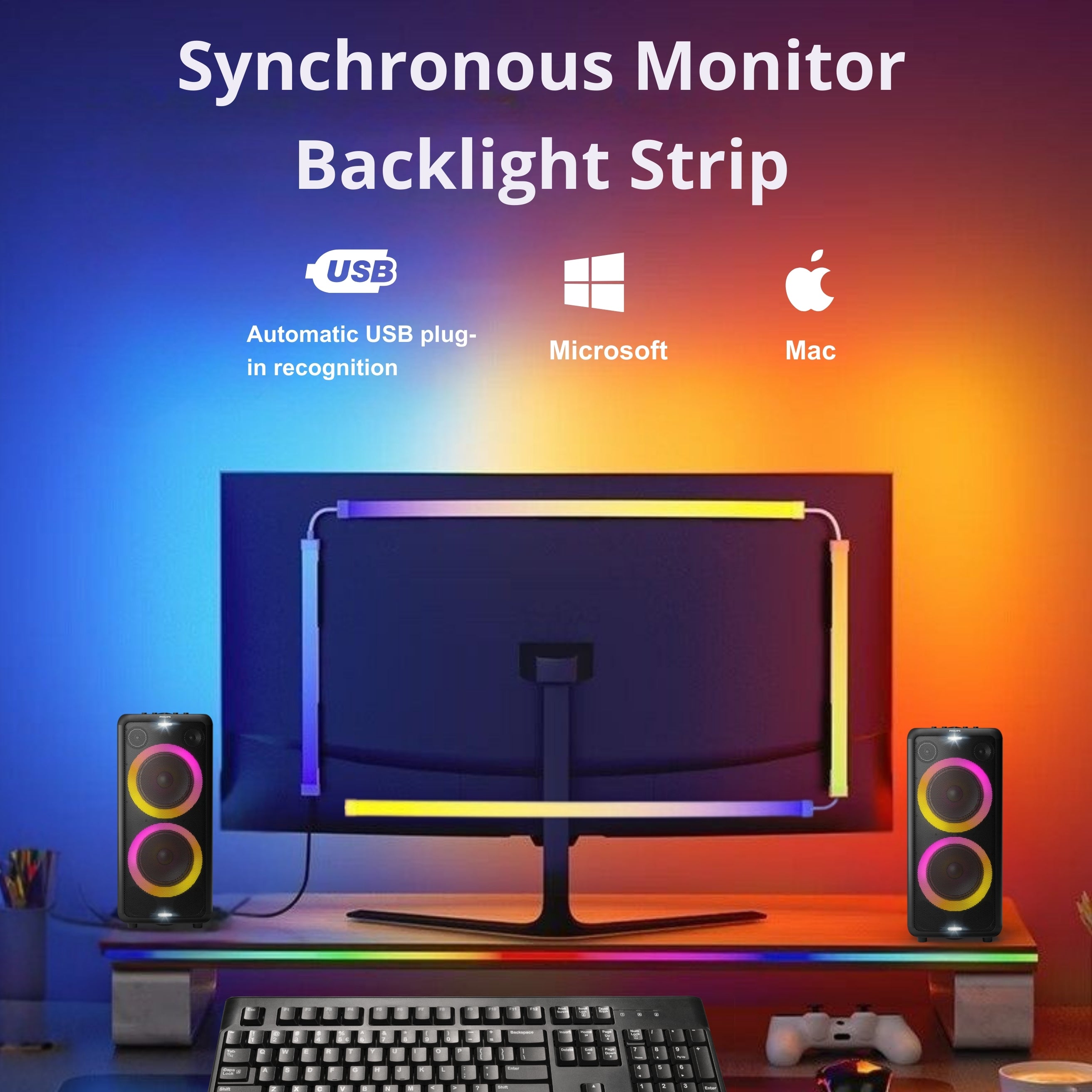 Monitor Backlight Sync Kit  Spectra Lights. Sizes 24-32 Inch