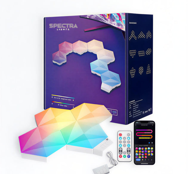 Spectra Lights Pack of 6 Big LED Hexagon Panel â€“ DIY RGBIC Wall Light