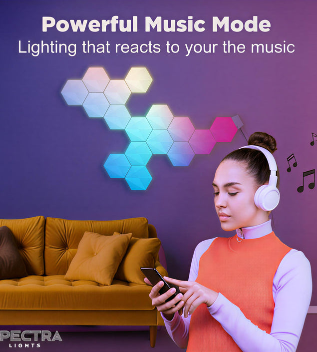 Spectra Lights Pack of 6 Big LED Hexagon Panel â€“ DIY RGBIC Wall Light